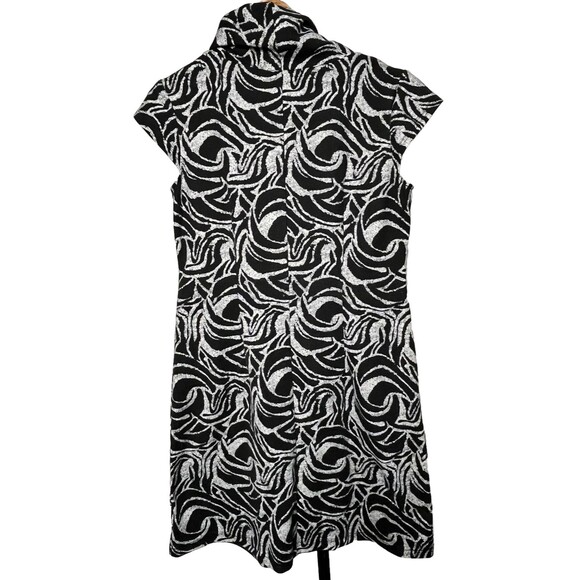 Karin‎ Stevens Black White Mod Swirl Designer A-Line Sheath Dress Knee Length 12 - Picture 2 of 4